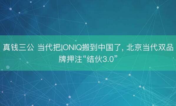真钱三公 当代把IONIQ搬到中国了, 北京当代双品牌押注“结伙3.0”